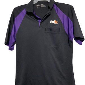 FedEx Ground Stan Herman Short Sleeve Polo Shirt Uniform Black Purple Size M